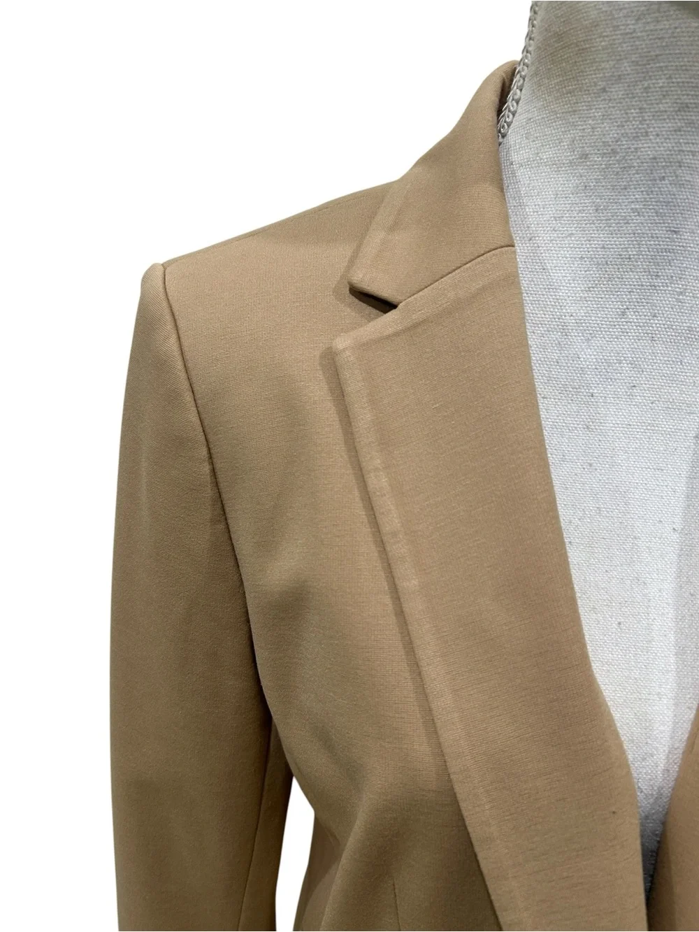 Ann Taylor Hutton Tan Tailored single button Blazer Gold embossed Buttons 14p